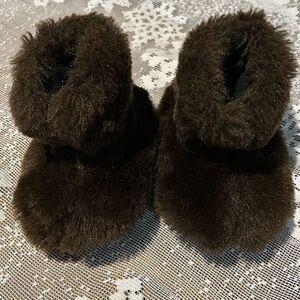 Acorn Faux Fur Baby 6-12 mo Slippers Brown Fur